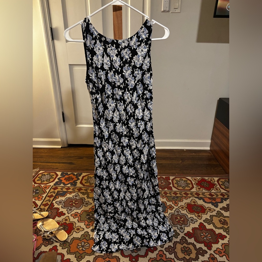 LOFT Black and White Floral Maxi Dress